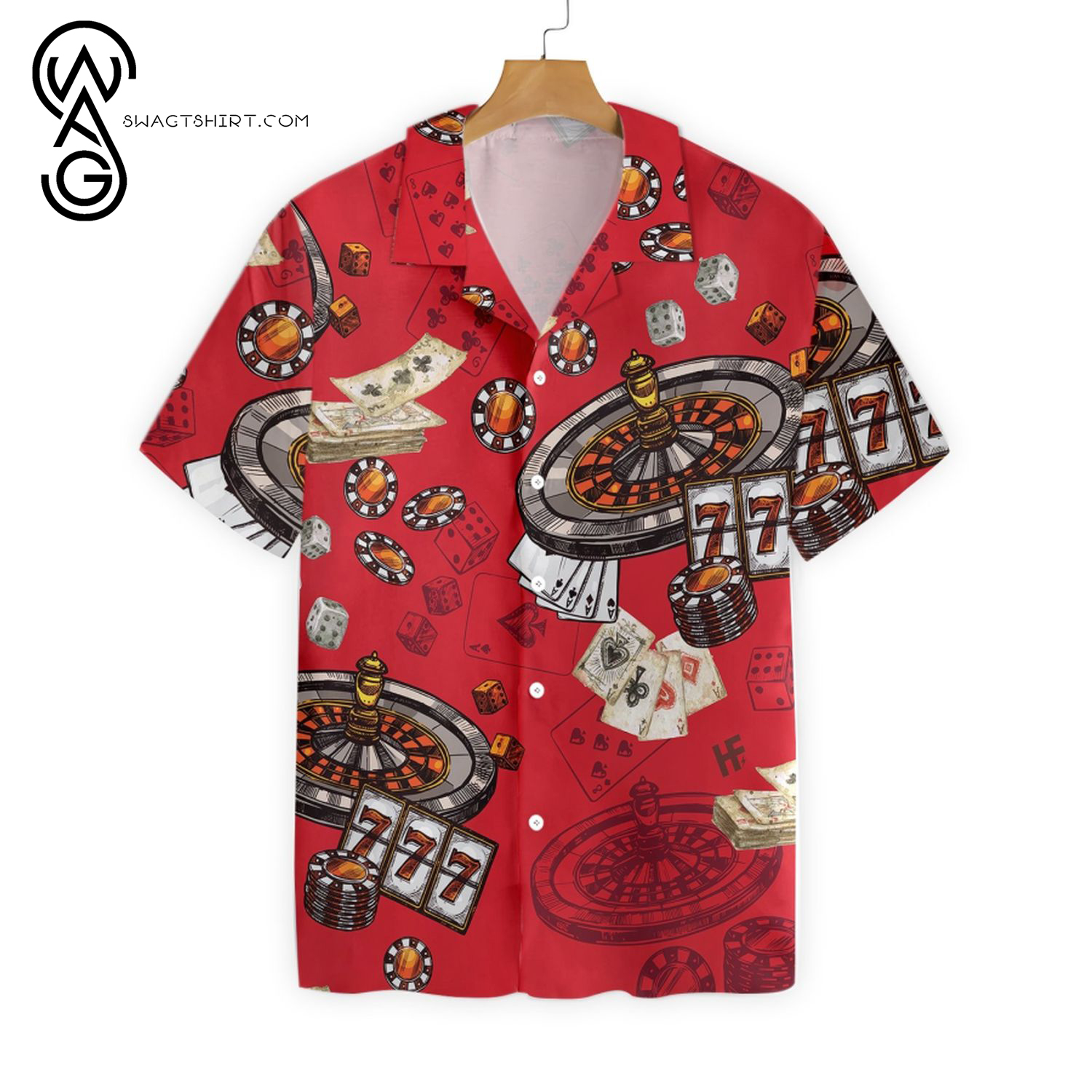 [Top Trending] Casino Pattern Red Background Hawaiian Shirt